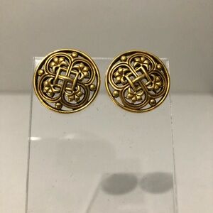 MMA Metropolitan Museum Of Art Gold-Tone Floral Knot Round Stud Earrings